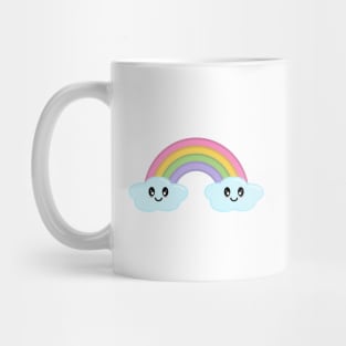 Kawaii Cute Happy Rainbow and Clouds Mug